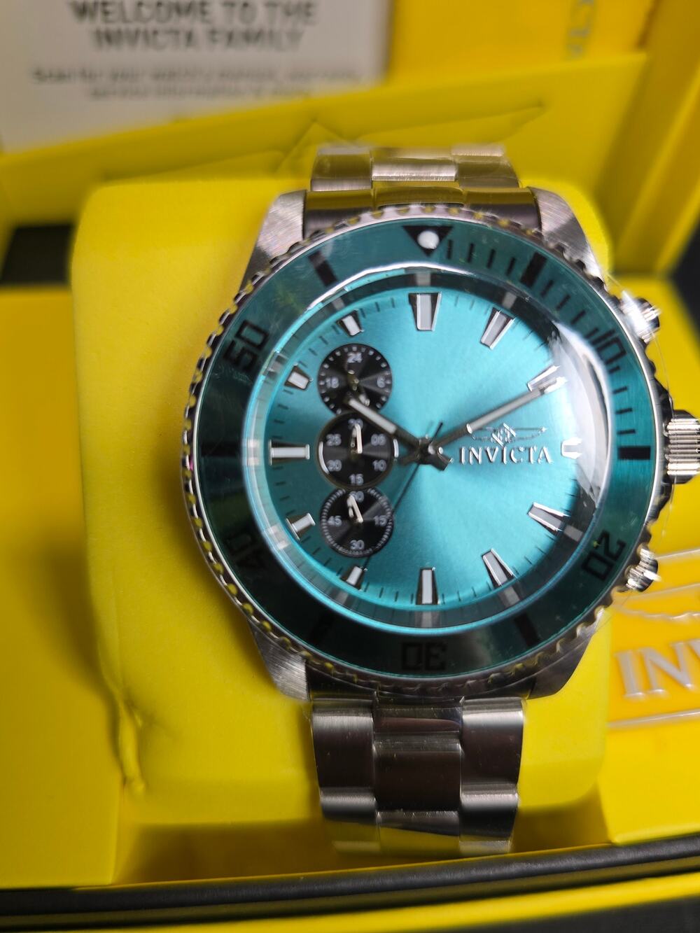 Invicta Pro Diver 51125 Men's 44mm Aqua Blue Dial Stainless Steel Watch BNIB